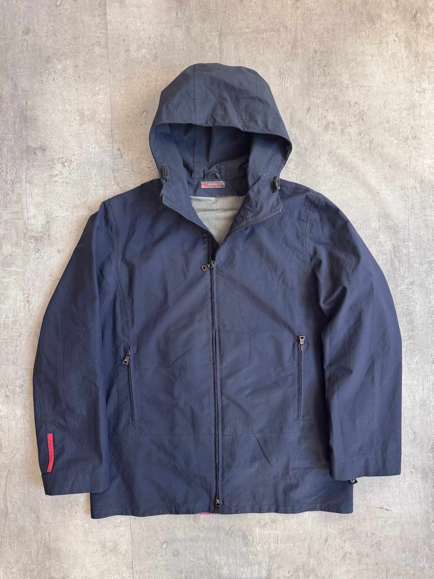 Prada Navy Hooded Zip Up Jacket