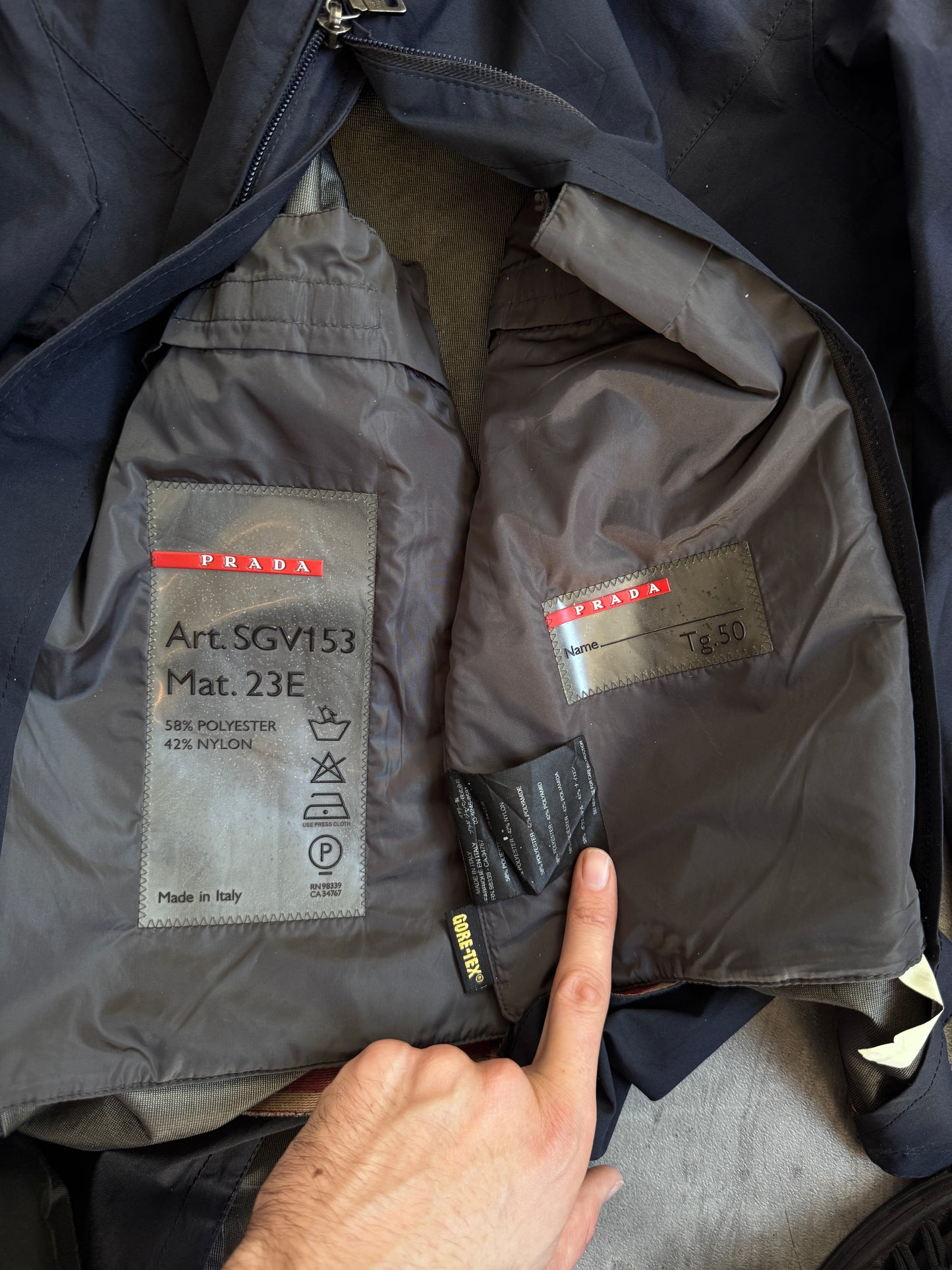 Prada Navy Hooded Zip Up Jacket