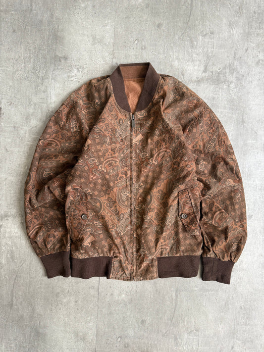 YSL Paisely Print Brown Reversible Bomber Jacket