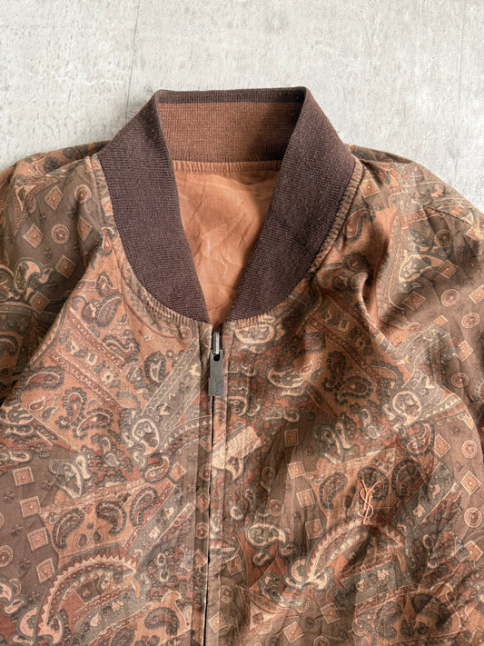 YSL Paisely Print Brown Reversible Bomber Jacket