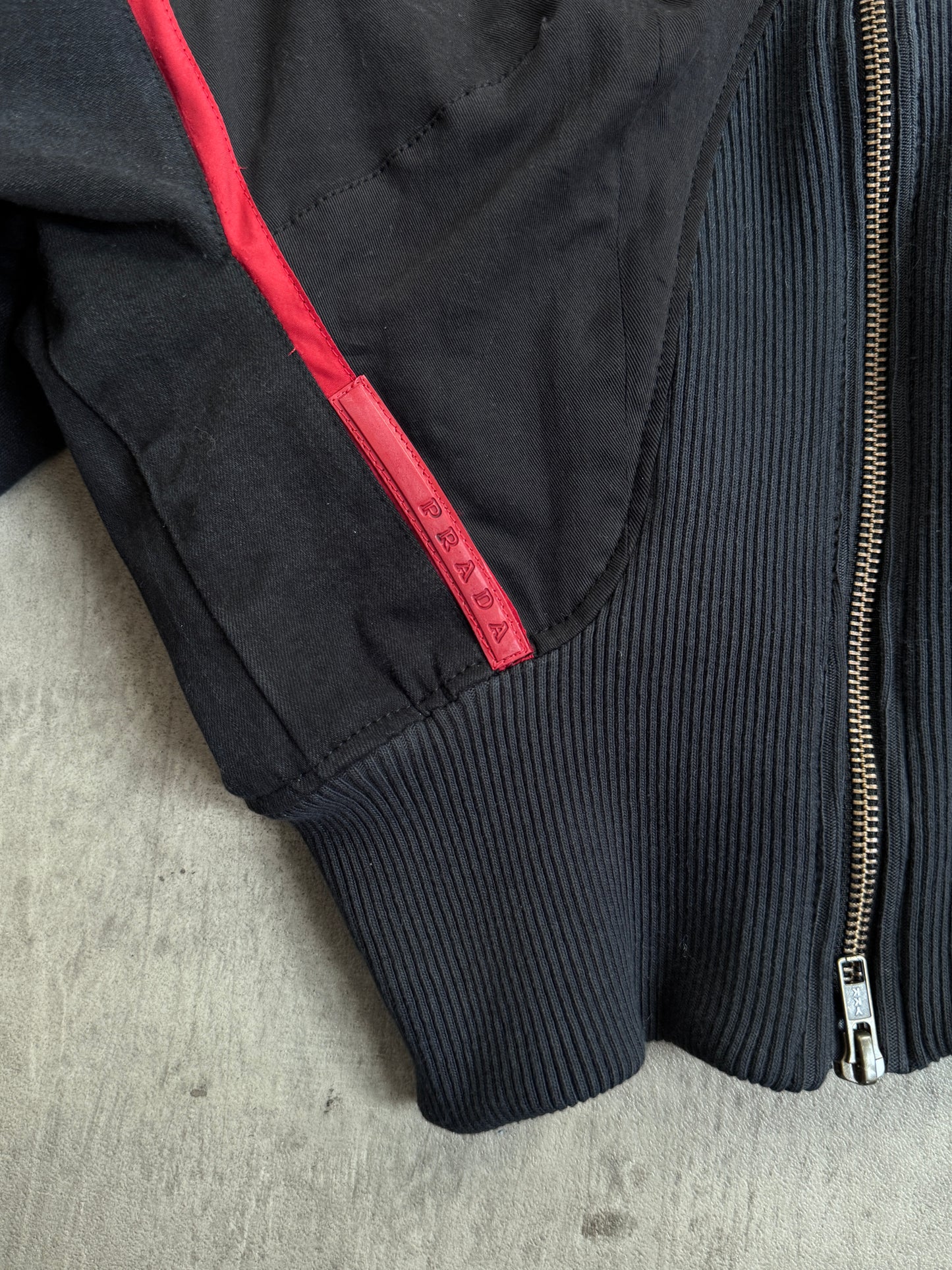 VT Rework: Prada Red Stripe Balloon Sleeve Cropped Bomber
