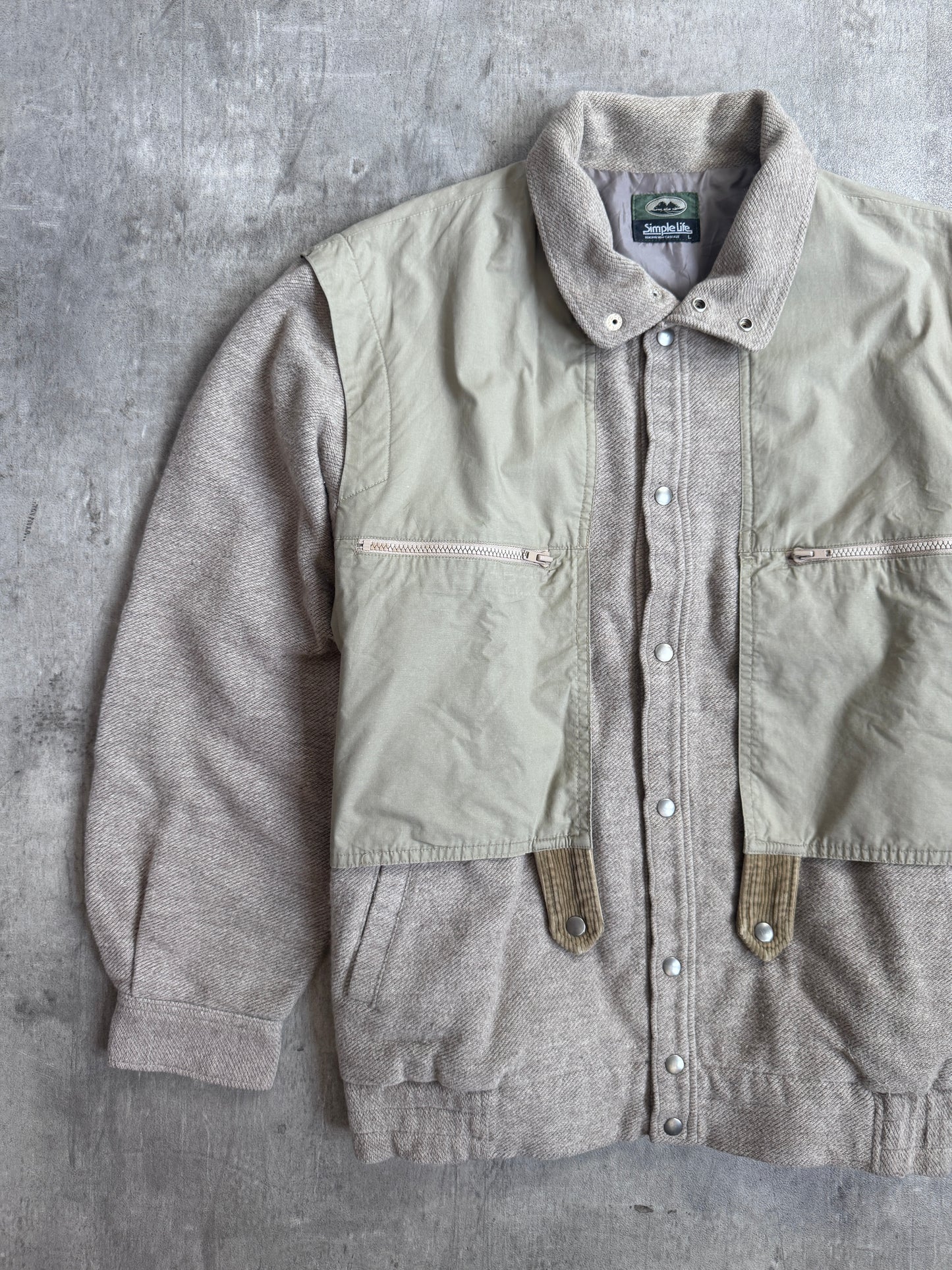 Simple Life Layered Wool Utility Bomber Jacket