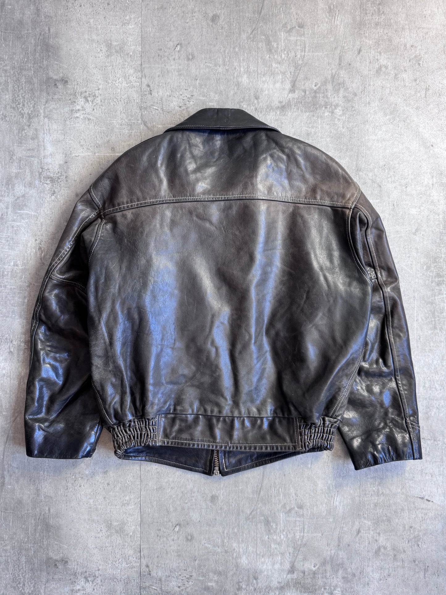 90's Chevignon Brown Cowhide Leather Motorcycle Jacket