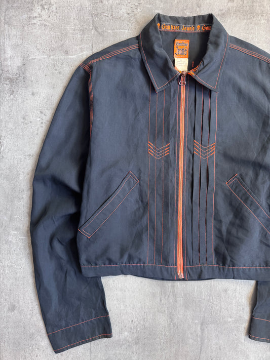 90's Gaultier Jeans Cropped Contrast Stitch Pleated Jacket