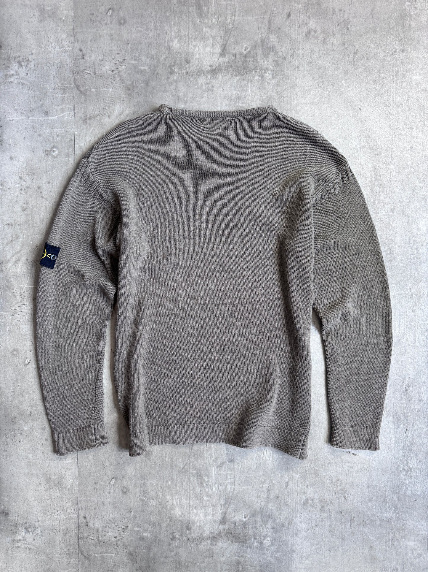 S/S 1997 Stone Island Washed Olive Cotton Knit Sweater