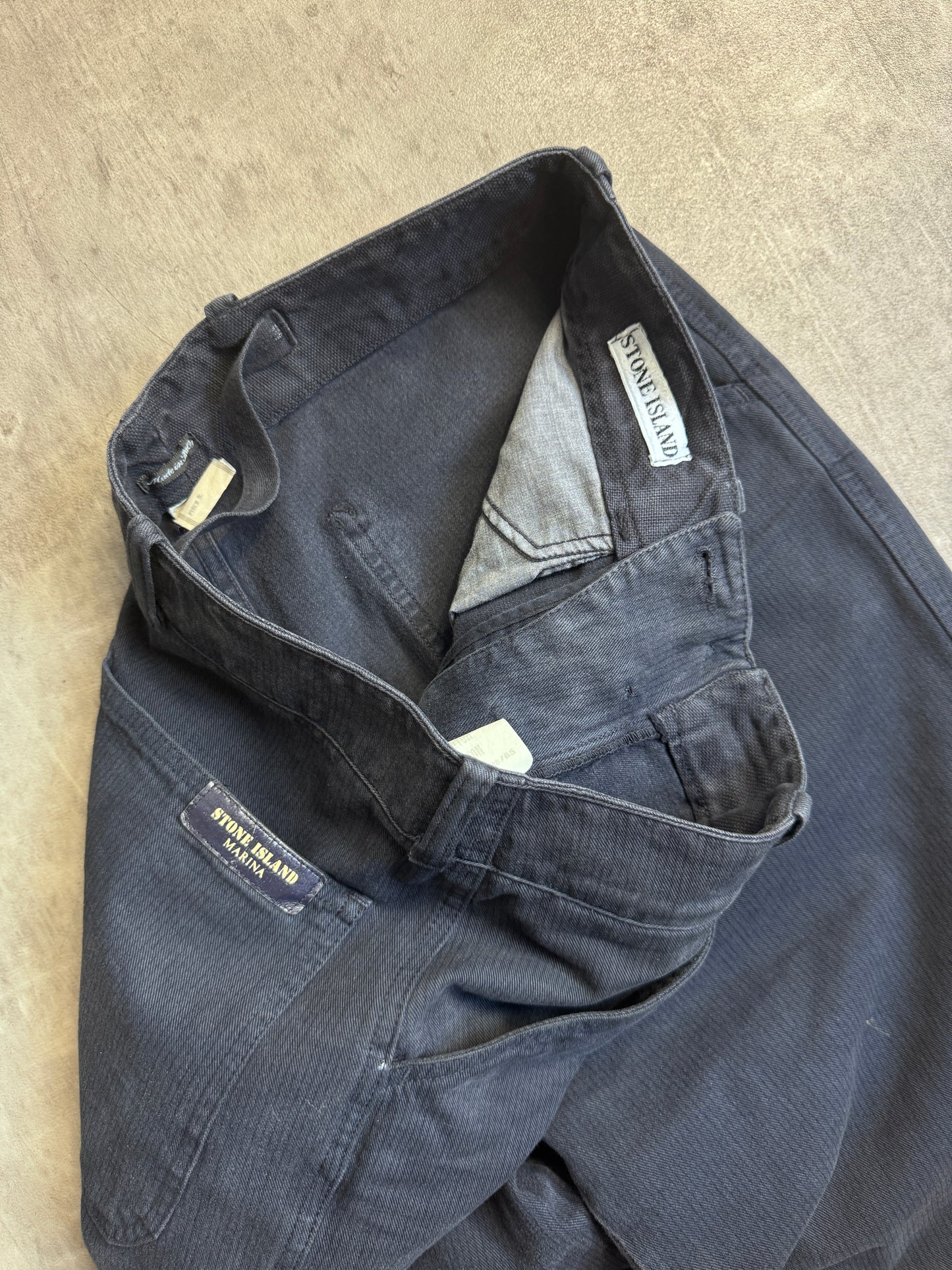 1990's Stone Island Marina Navy Pinstripe Trousers