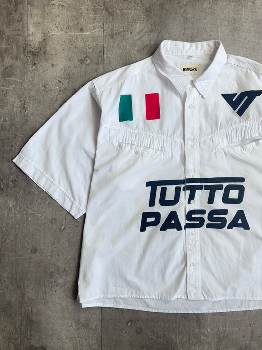 VT Rework : Tutto Passa White Cotton Reworked Shirt