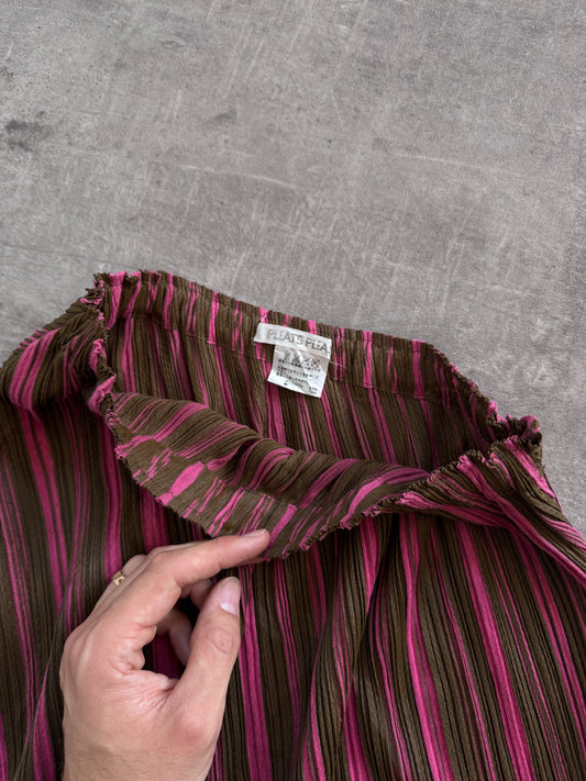 Issey Miyake Pleats Please Two-Tone A-Line Skirt