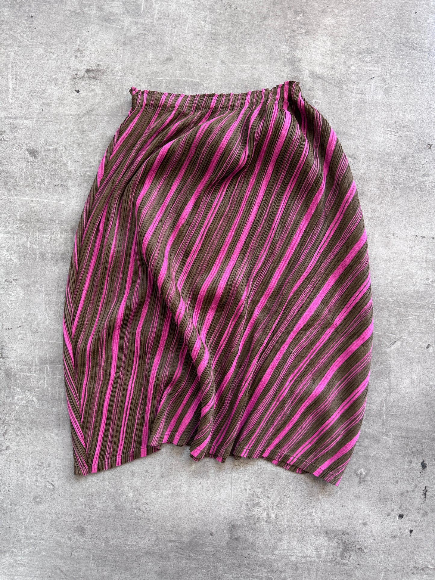 Issey Miyake Pleats Please Two-Tone A-Line Skirt