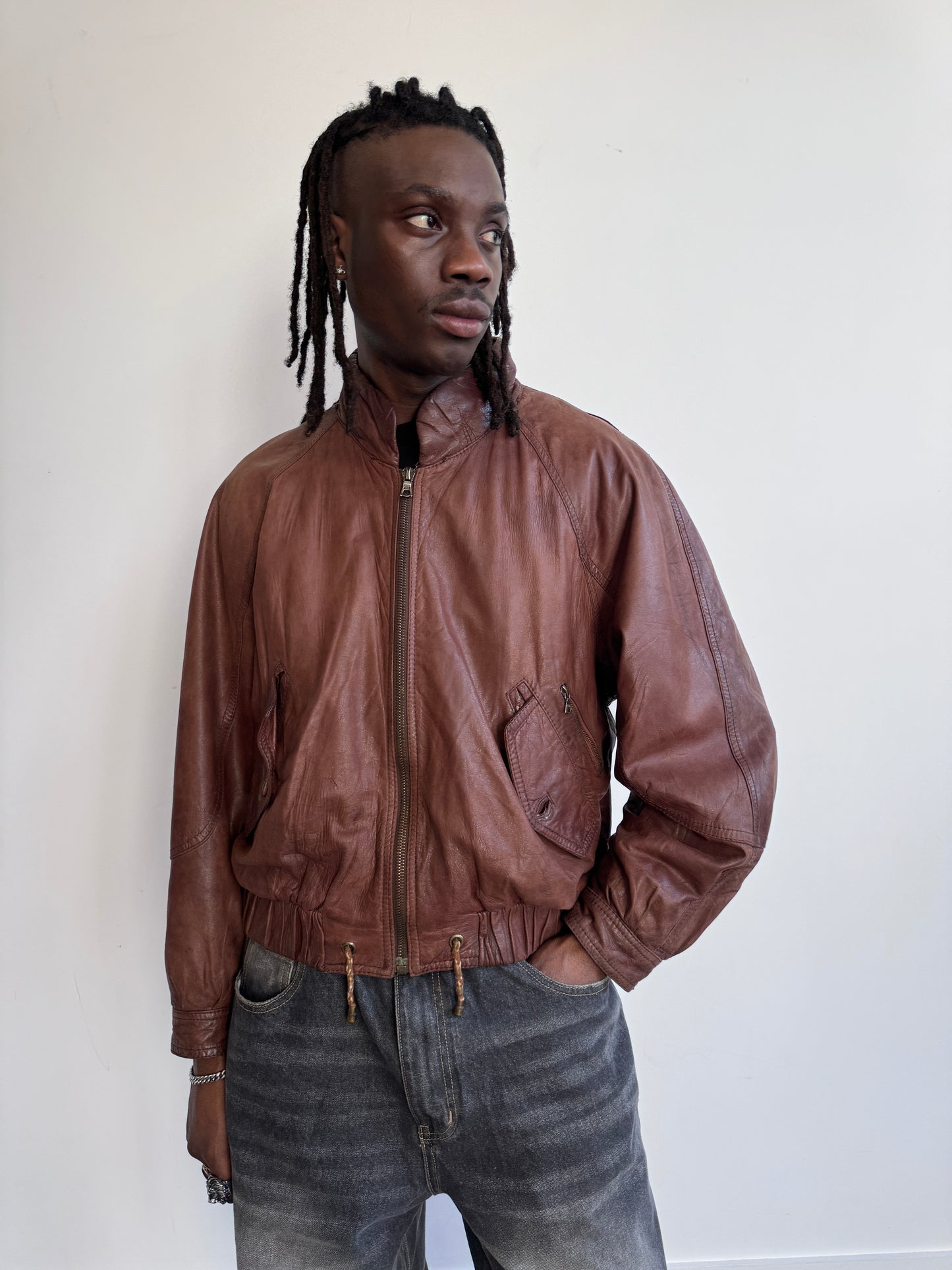 Redskins 1984 Distressed Buffalo Leather Bomber Jacket