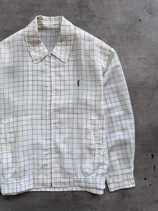 YSL Lightweight Cotton Grid Print Bomber
