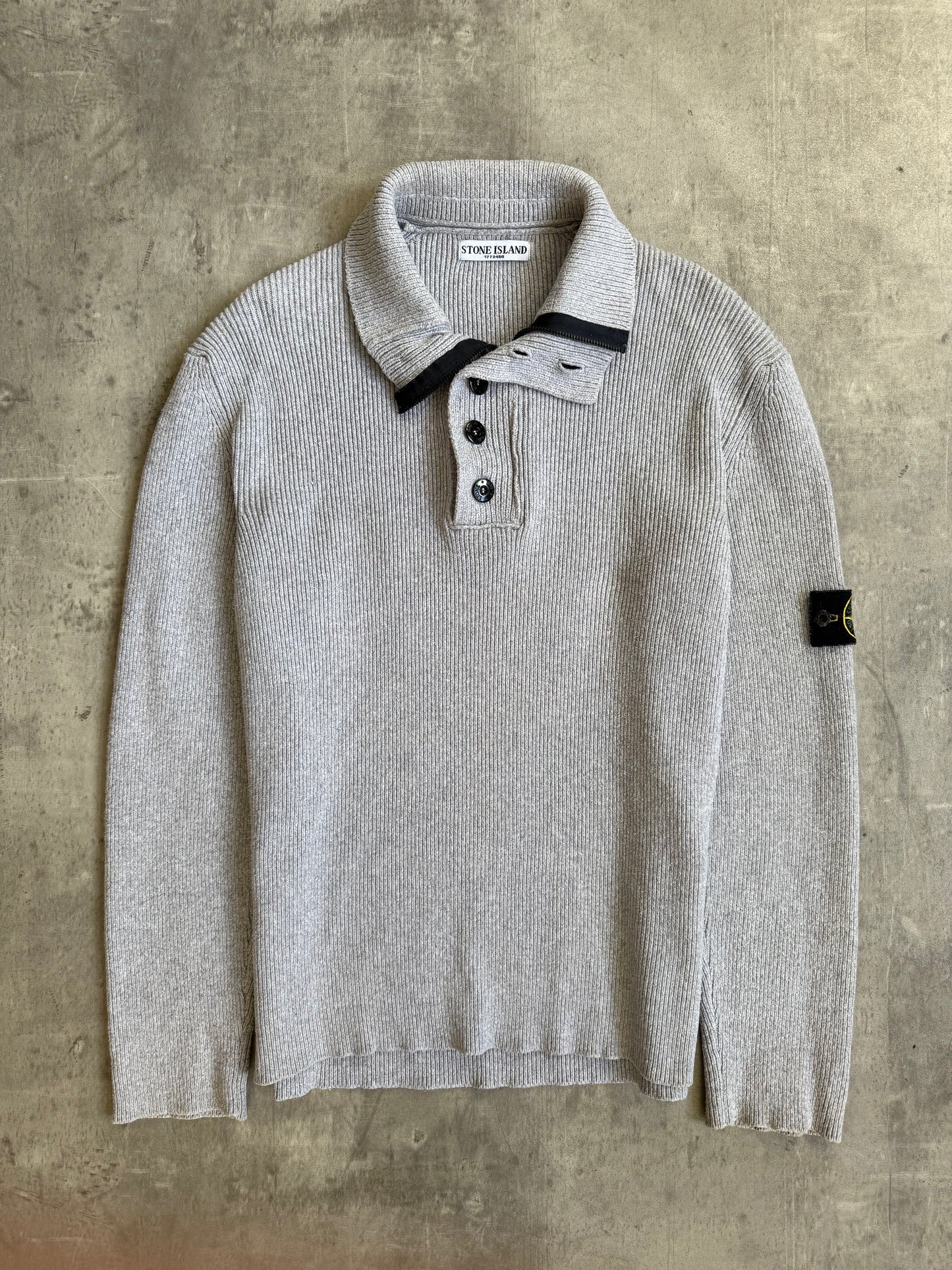 A/W 2009 Stone Island Ribbed Knit 1/4 Zip Grey Sweater
