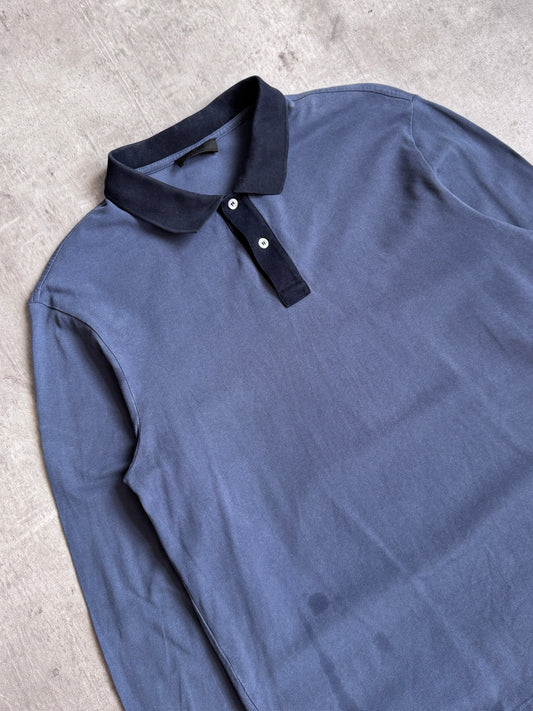 Prada Two Tone Long Sleeve Polo Shirt