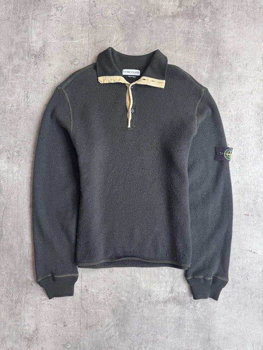 A/W 2001 Stone Island Button Down Wool Fleece Sweater