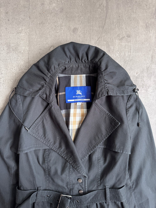 Burberry Black Cotton Belted Trench Coat