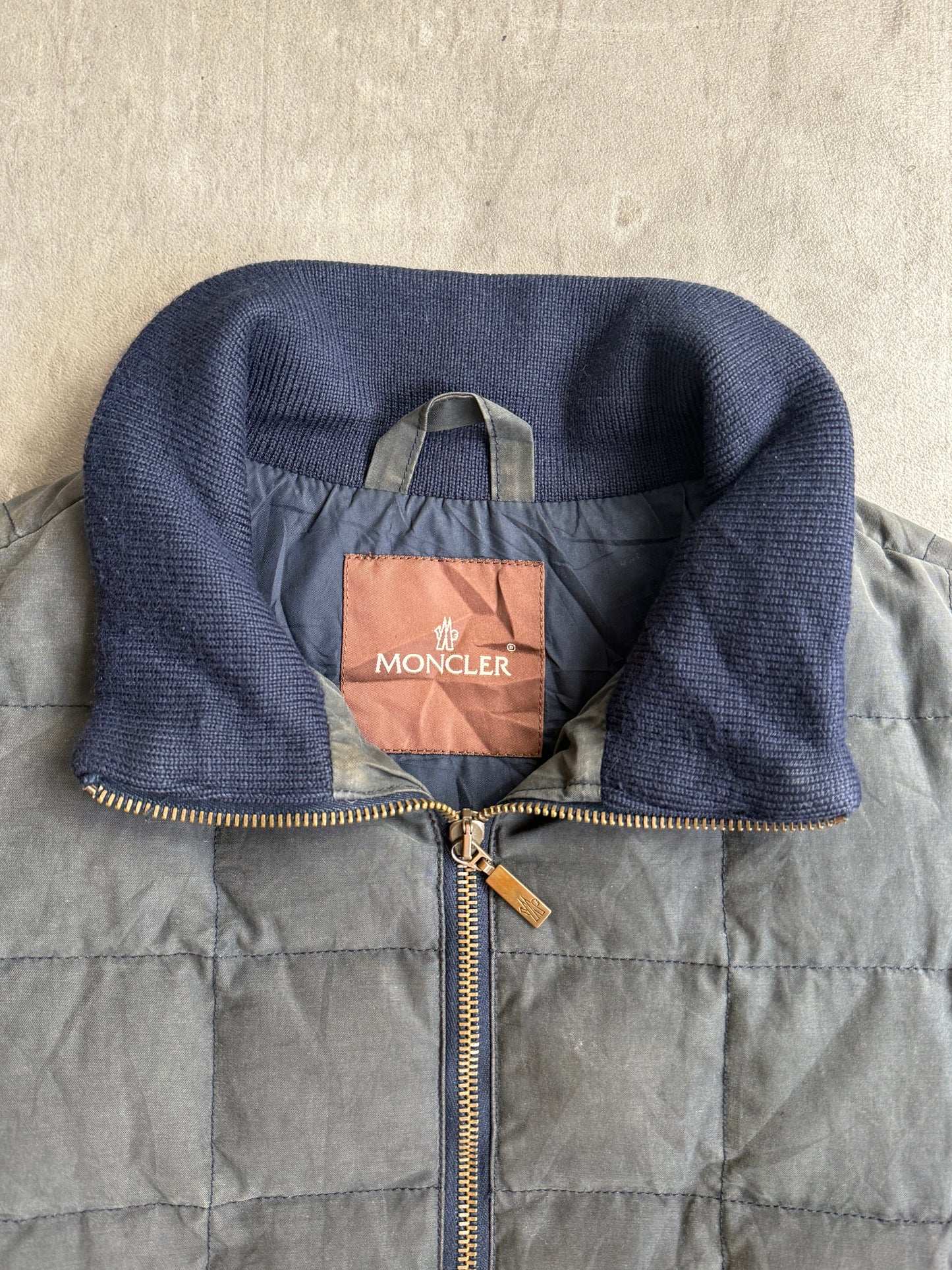 Moncler Navy Trim Grey Down Puffer Jacket