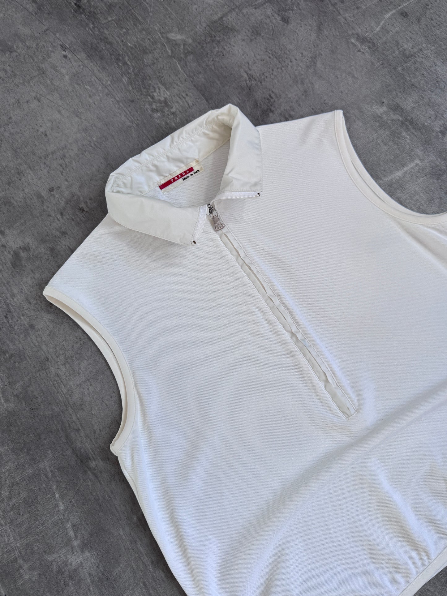 Prada Half Zip White Polo Vest
