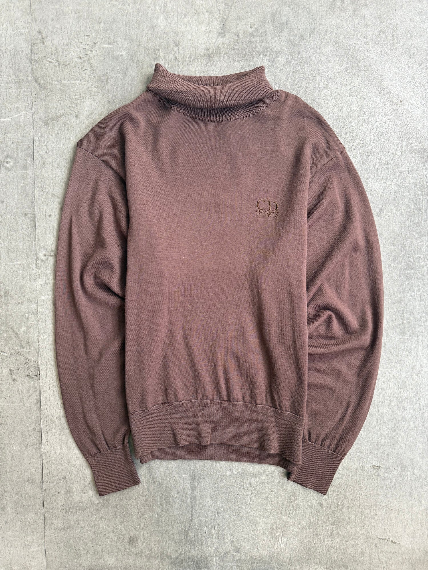 Christian Dior Fine Merino Wool Brown Roll Neck Jumper