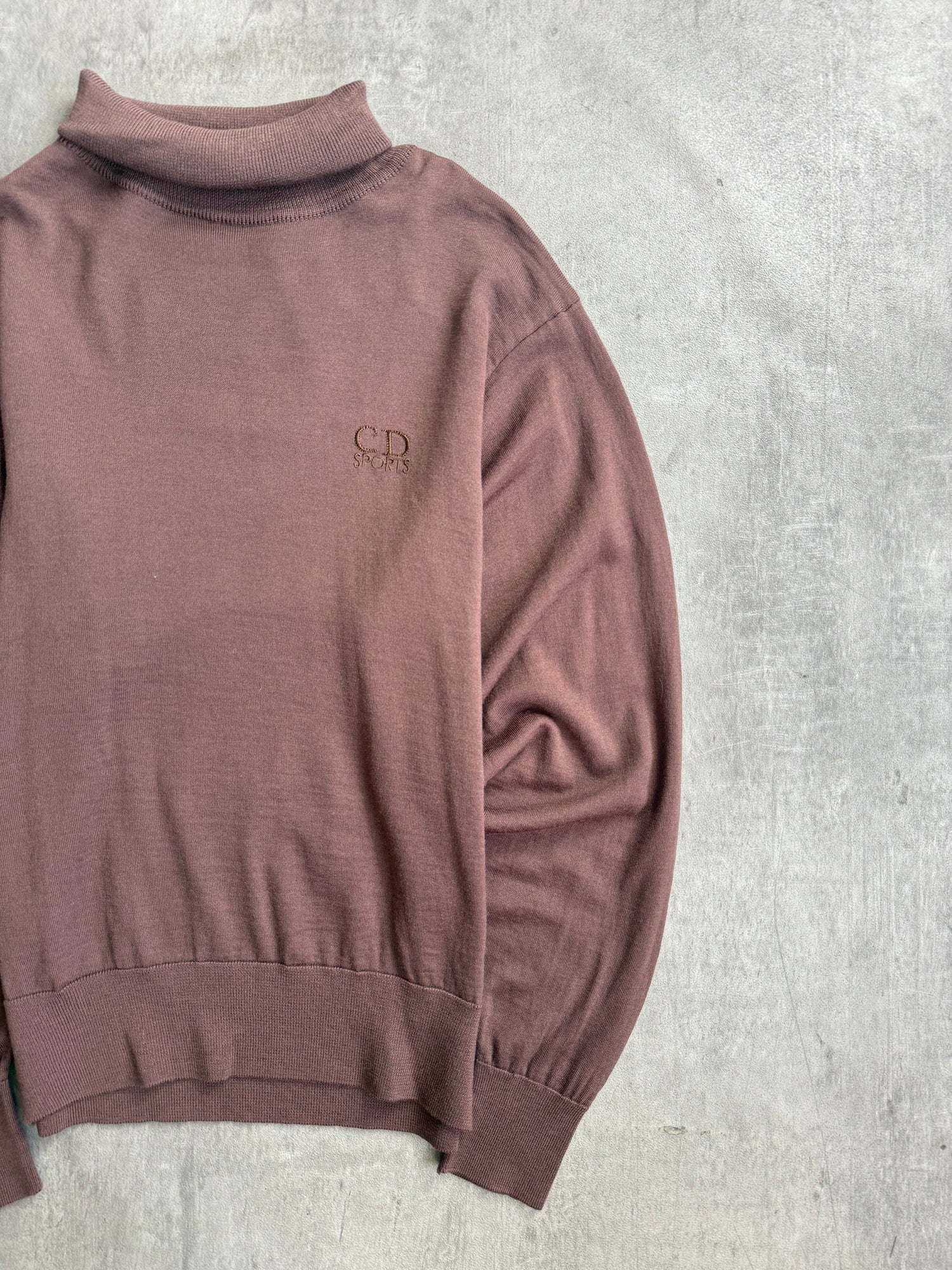 Christian Dior Fine Merino Wool Brown Roll Neck Jumper