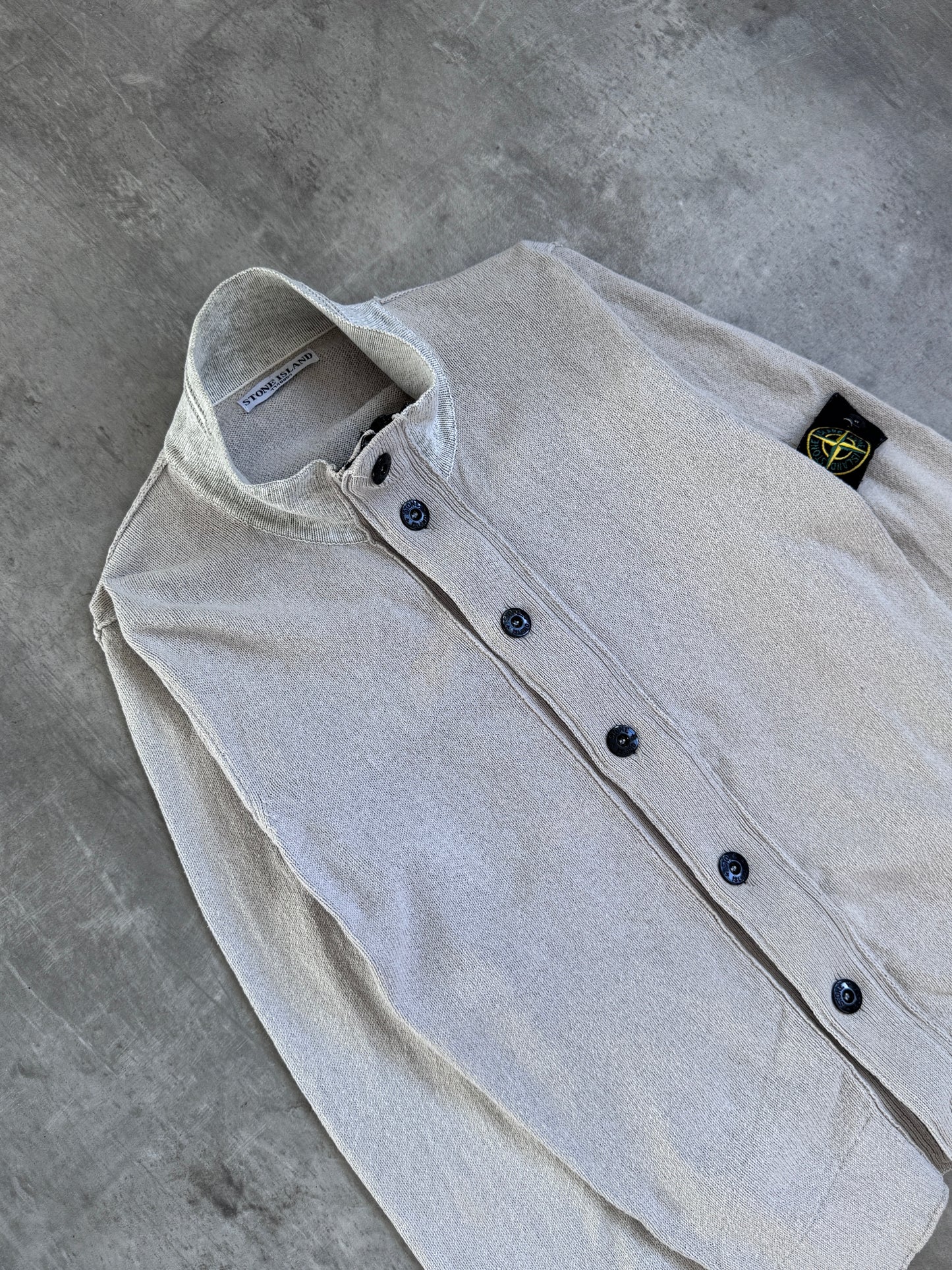 S/S 2008 Stone Island Button Down Grey Knitted Sweater
