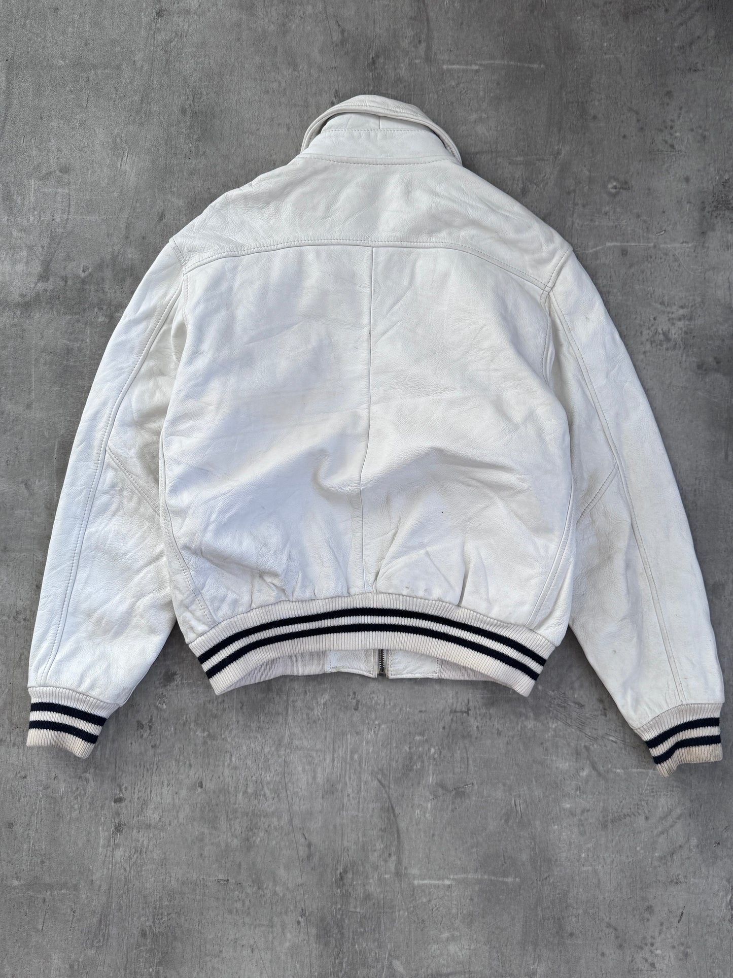 Redskins White Leather Varsity Jacket