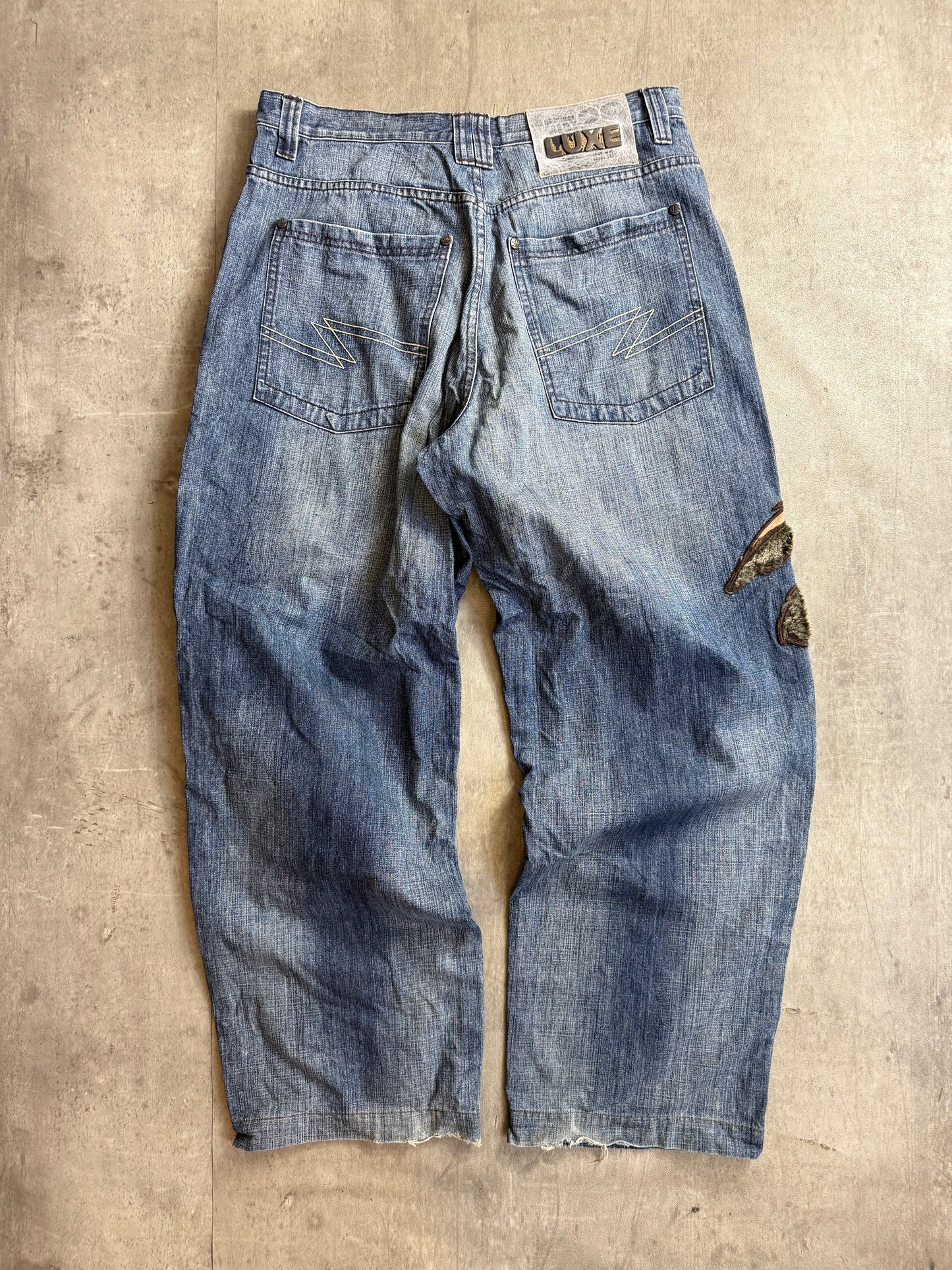 Luxe 'Wile. E Coyote' Embroidered Baggy Denim Jeans