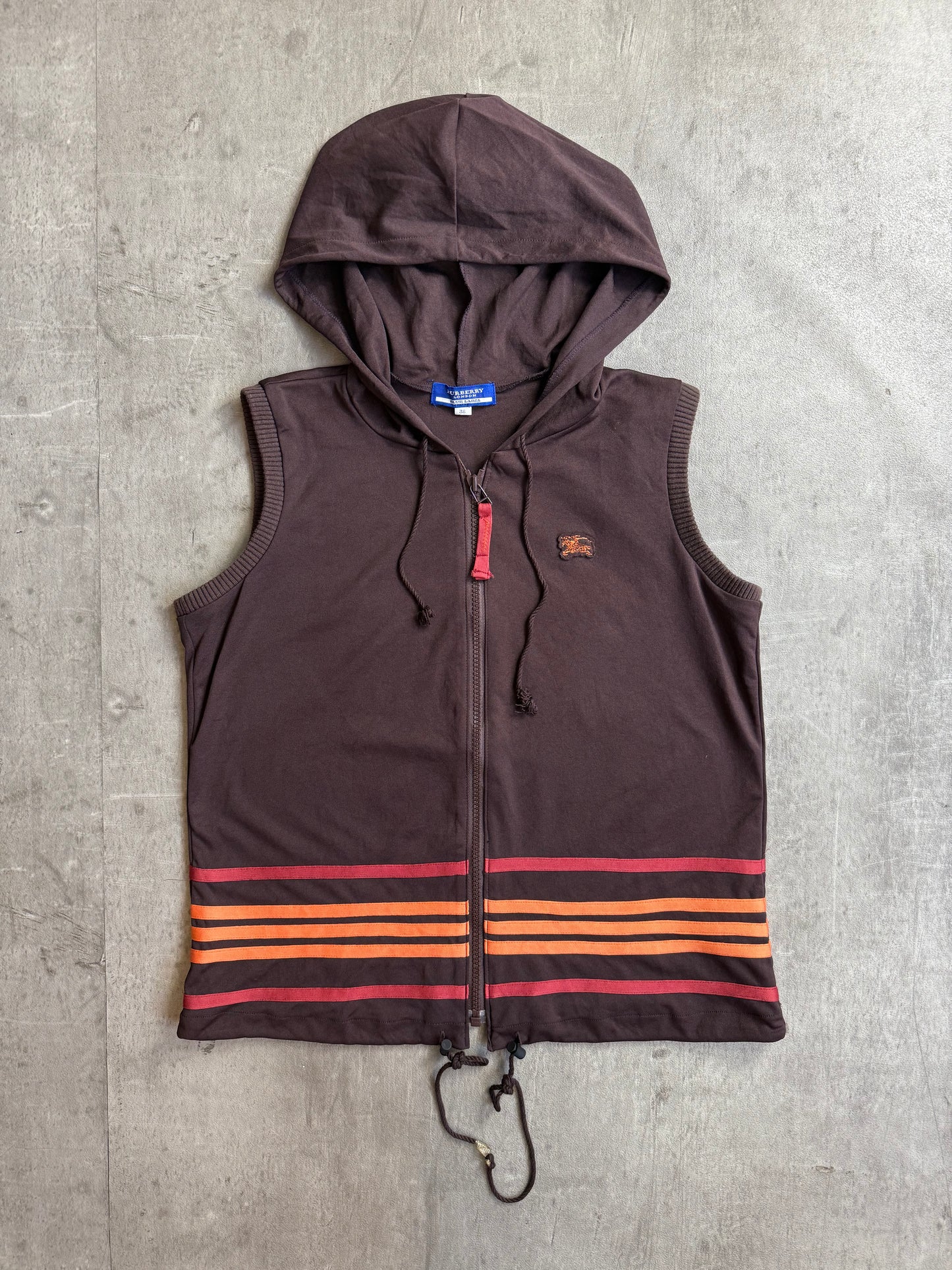 Burberry Blue Label Multi Stripe Detail Sleeveless Hoodie