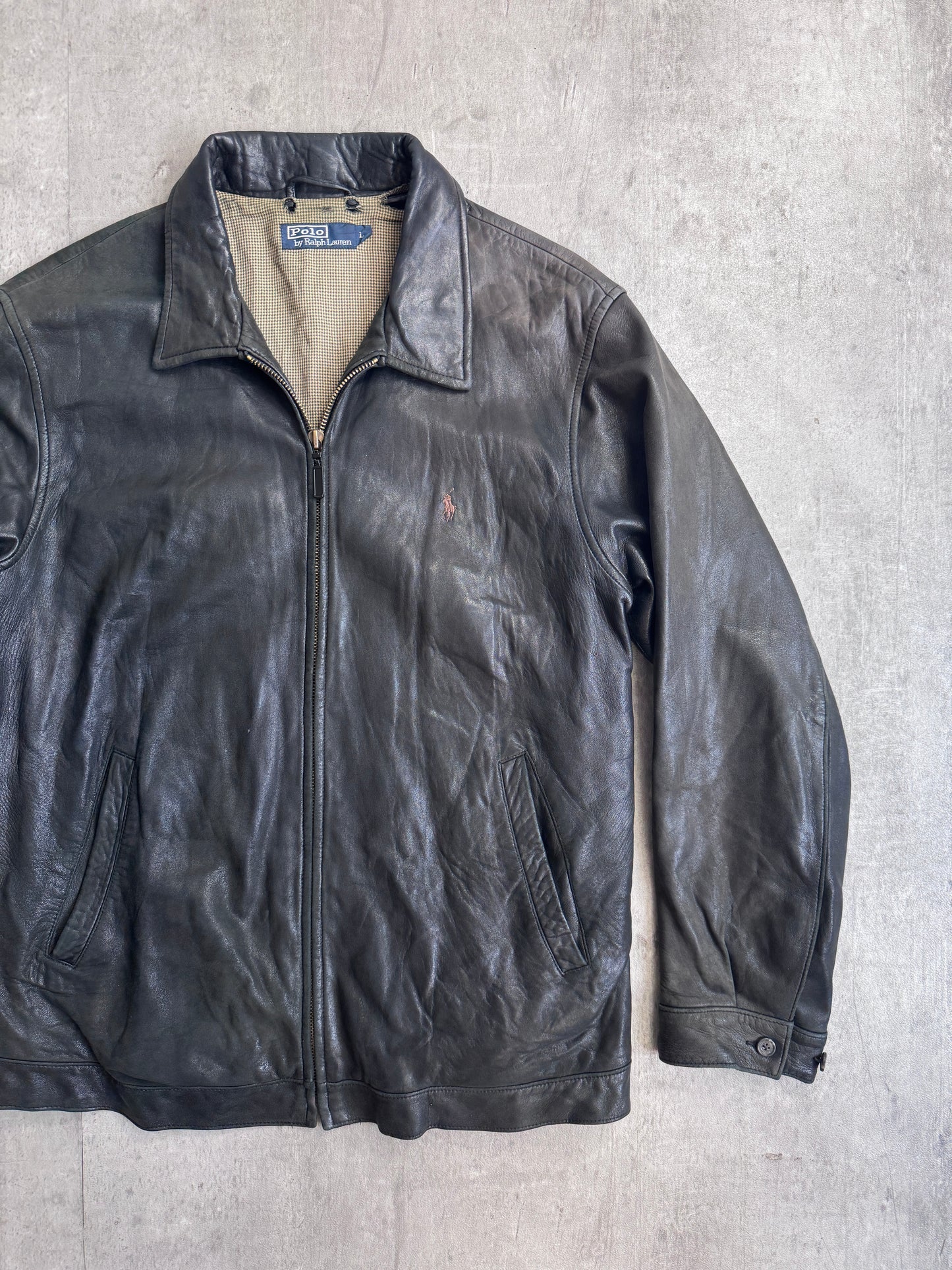 Polo Ralph Lauren Brown Leather Harrington Jacket