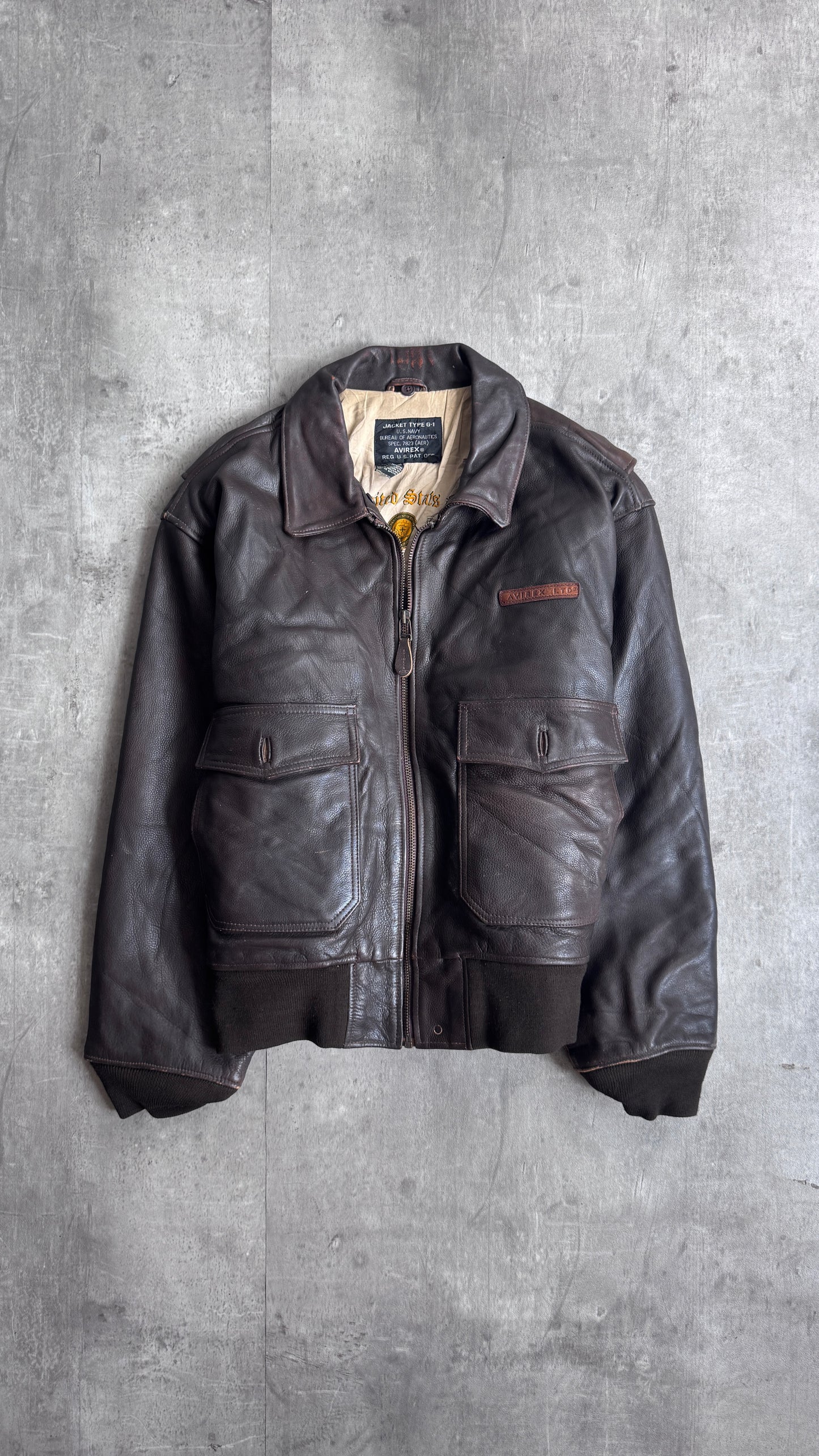 Avirex G-1 Navy Brown Leather Jacket