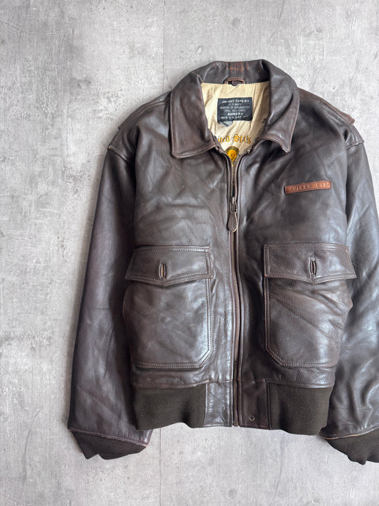 Avirex G-1 Navy Brown Leather Jacket