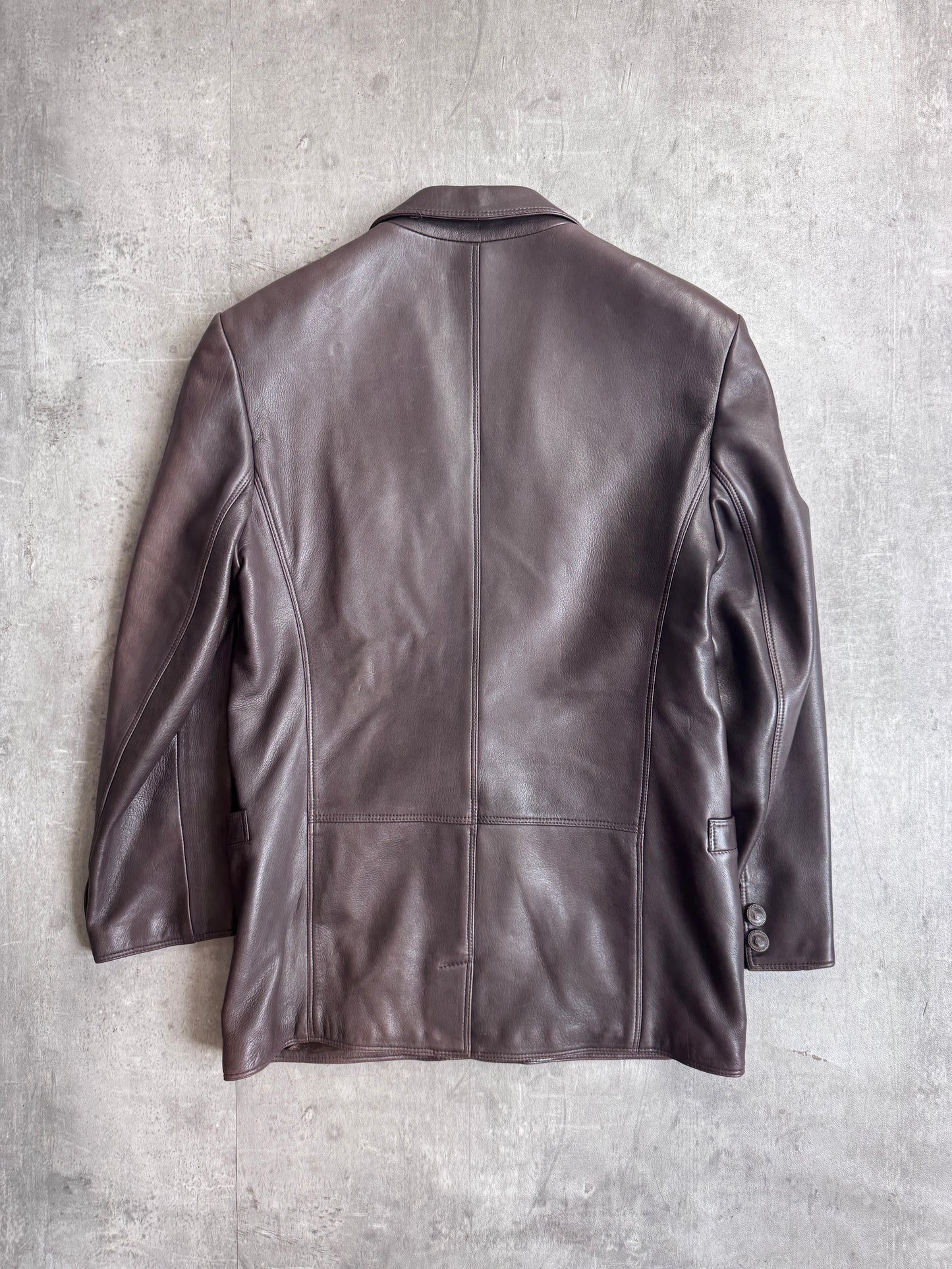 Versace Silk Lined Brown Leather Blazer