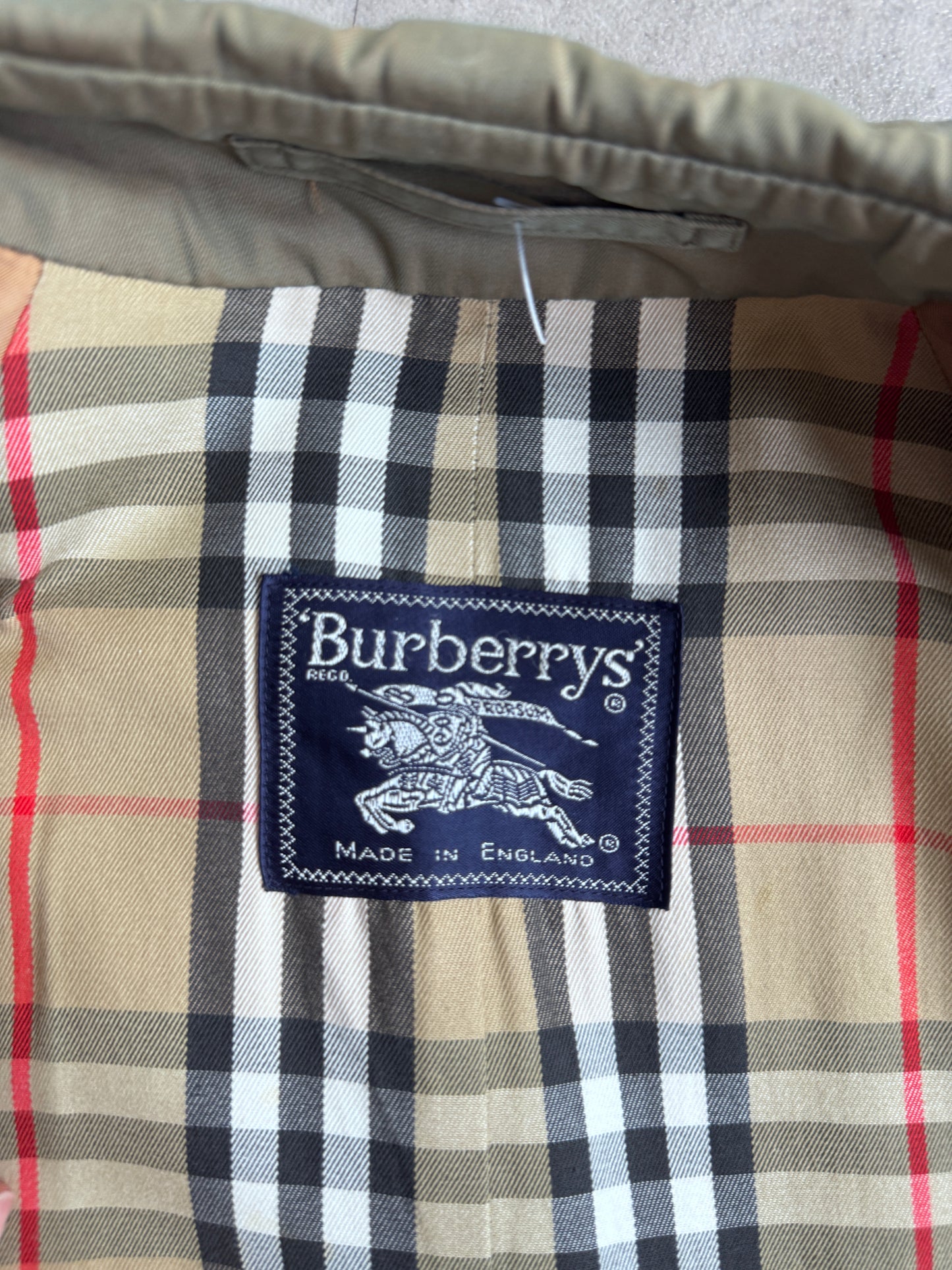 Burberry Double Breasted Khaki Reflective Trench