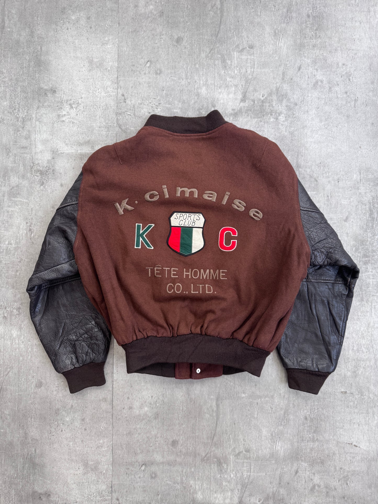 Tete Homme K-Cimaise Leather Sleeve Varsity Bomber Jacket