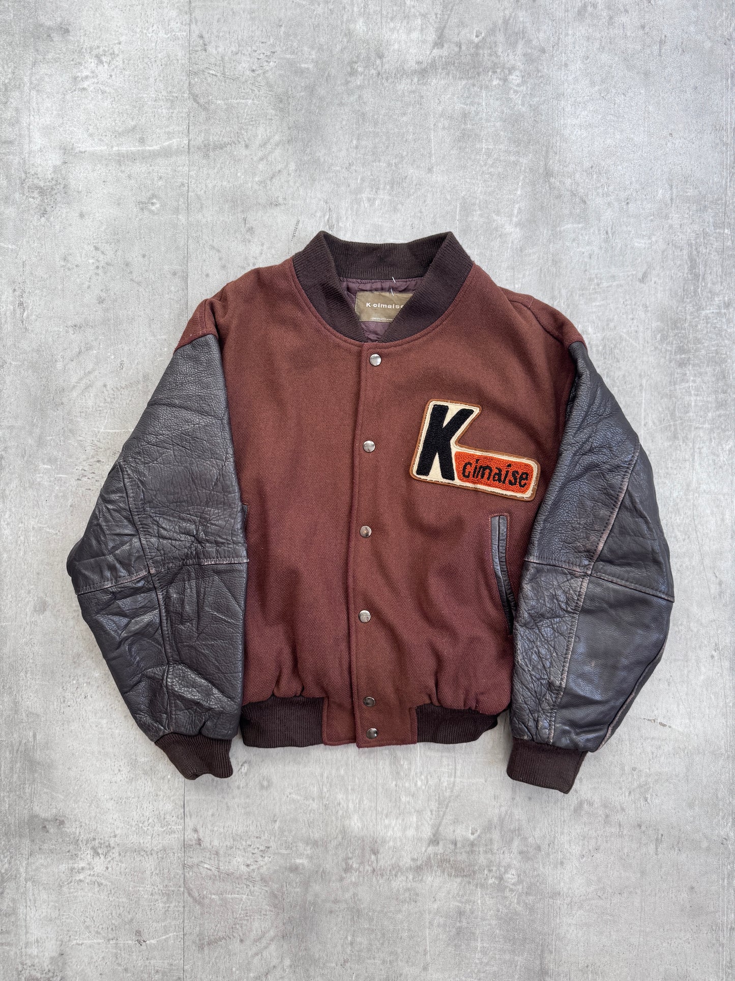 Tete Homme K-Cimaise Leather Sleeve Varsity Bomber Jacket