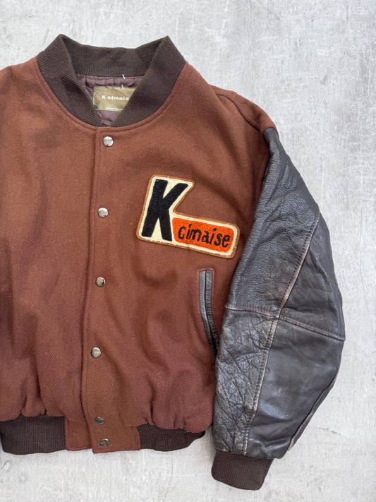 Tete Homme K-Cimaise Leather Sleeve Varsity Bomber Jacket