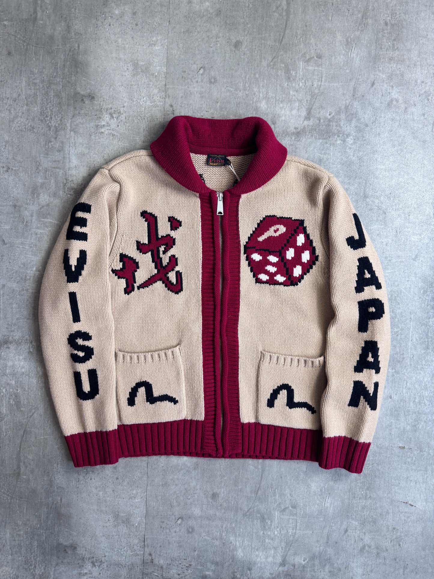 Evisu X Palace Chunky Knit Cowichan Dice Cardigan