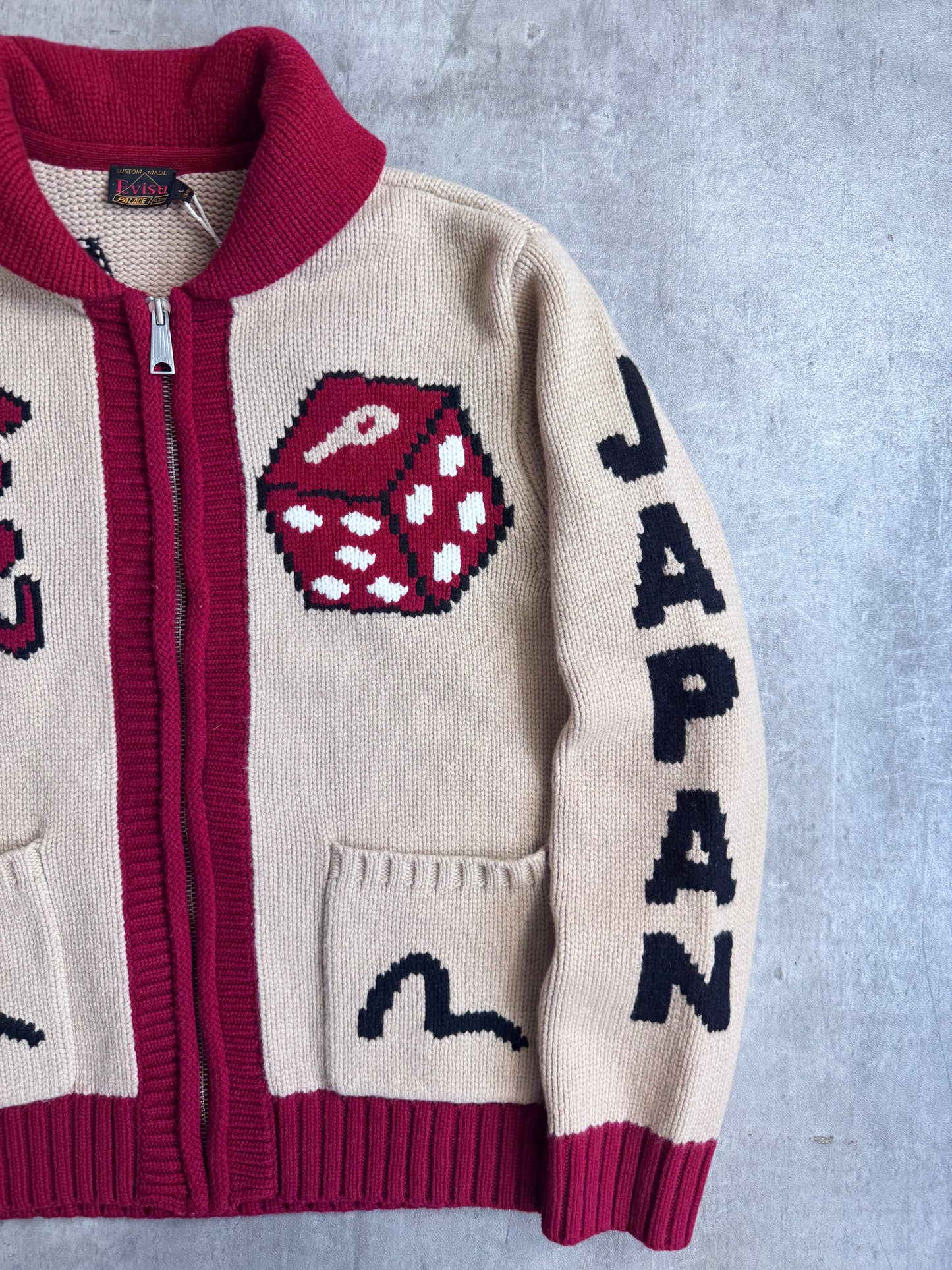 Evisu X Palace Chunky Knit Cowichan Dice Cardigan