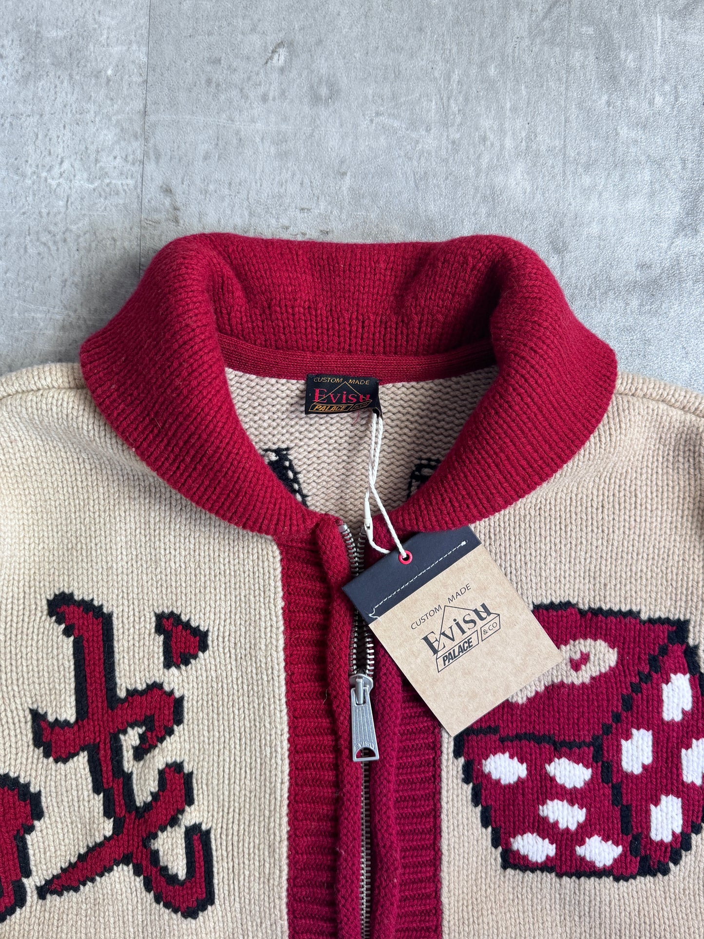 Evisu X Palace Chunky Knit Cowichan Dice Cardigan