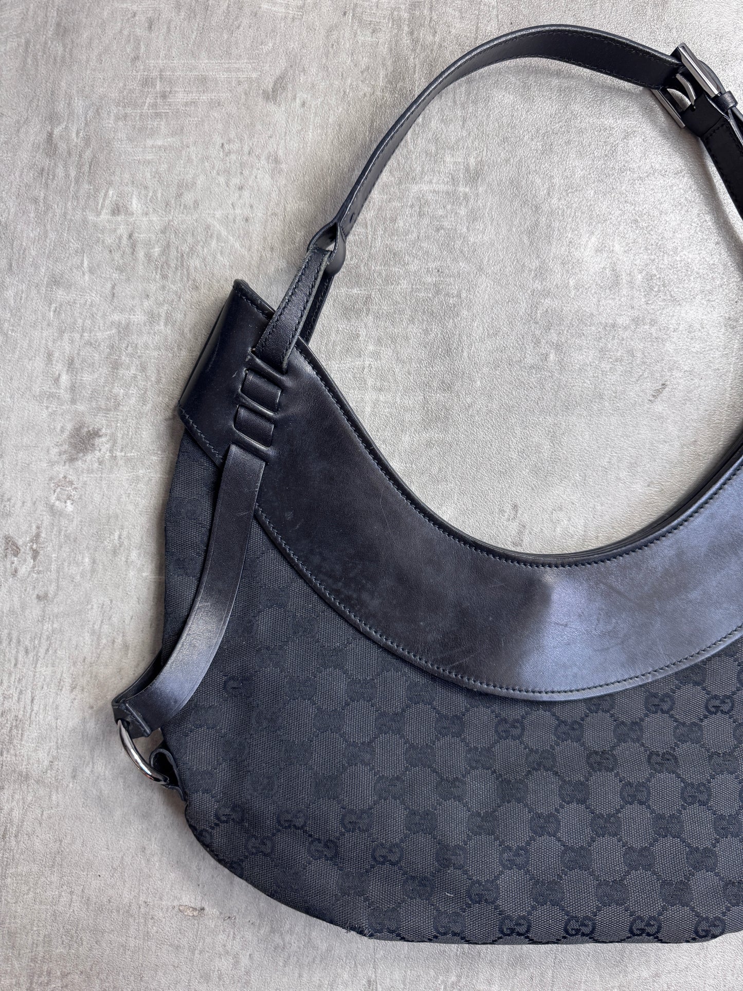Gucci Half Moon Supreme GG Canvas Leather Hobo Bag