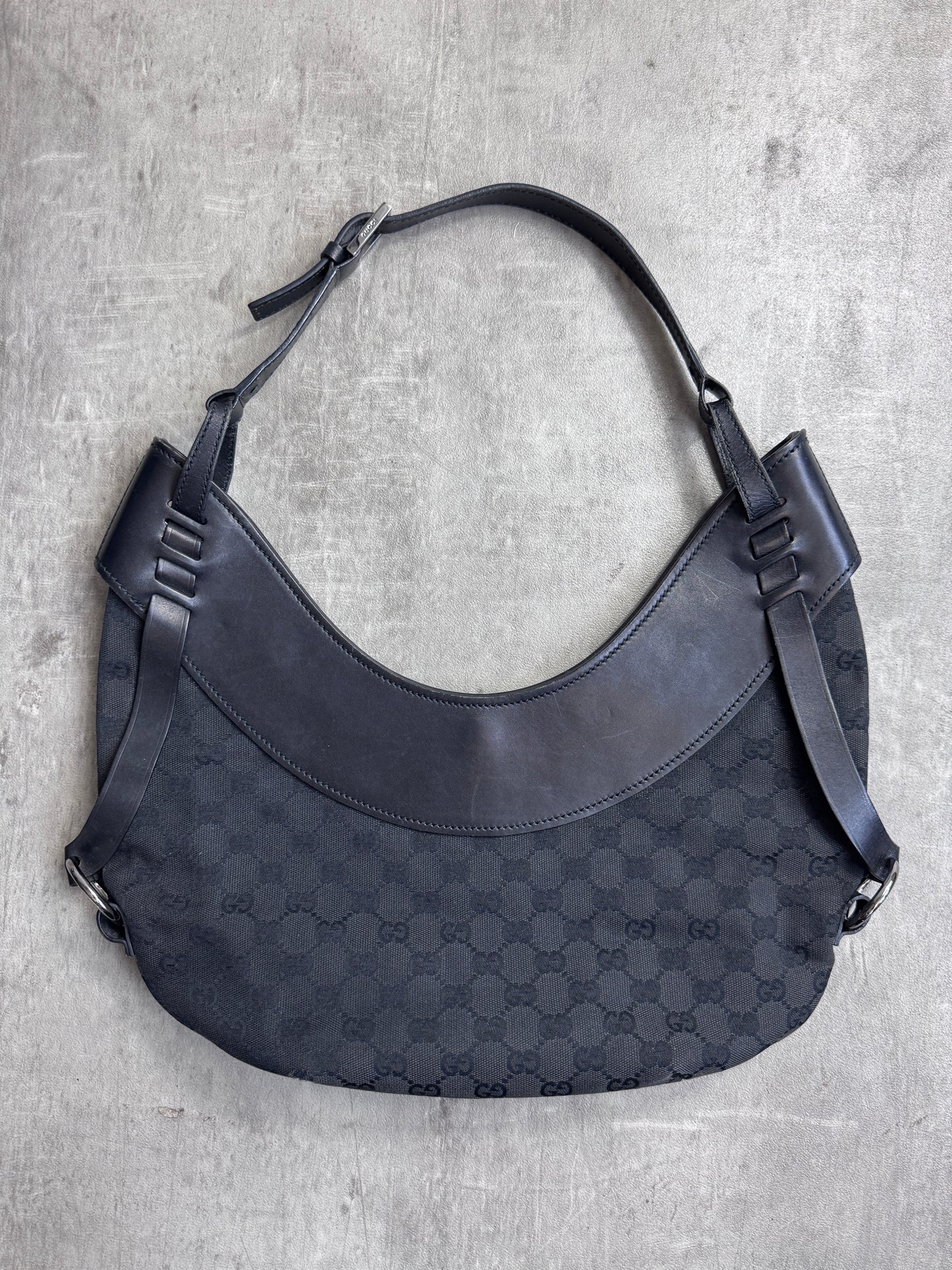 Gucci Half Moon Supreme GG Canvas Leather Hobo Bag