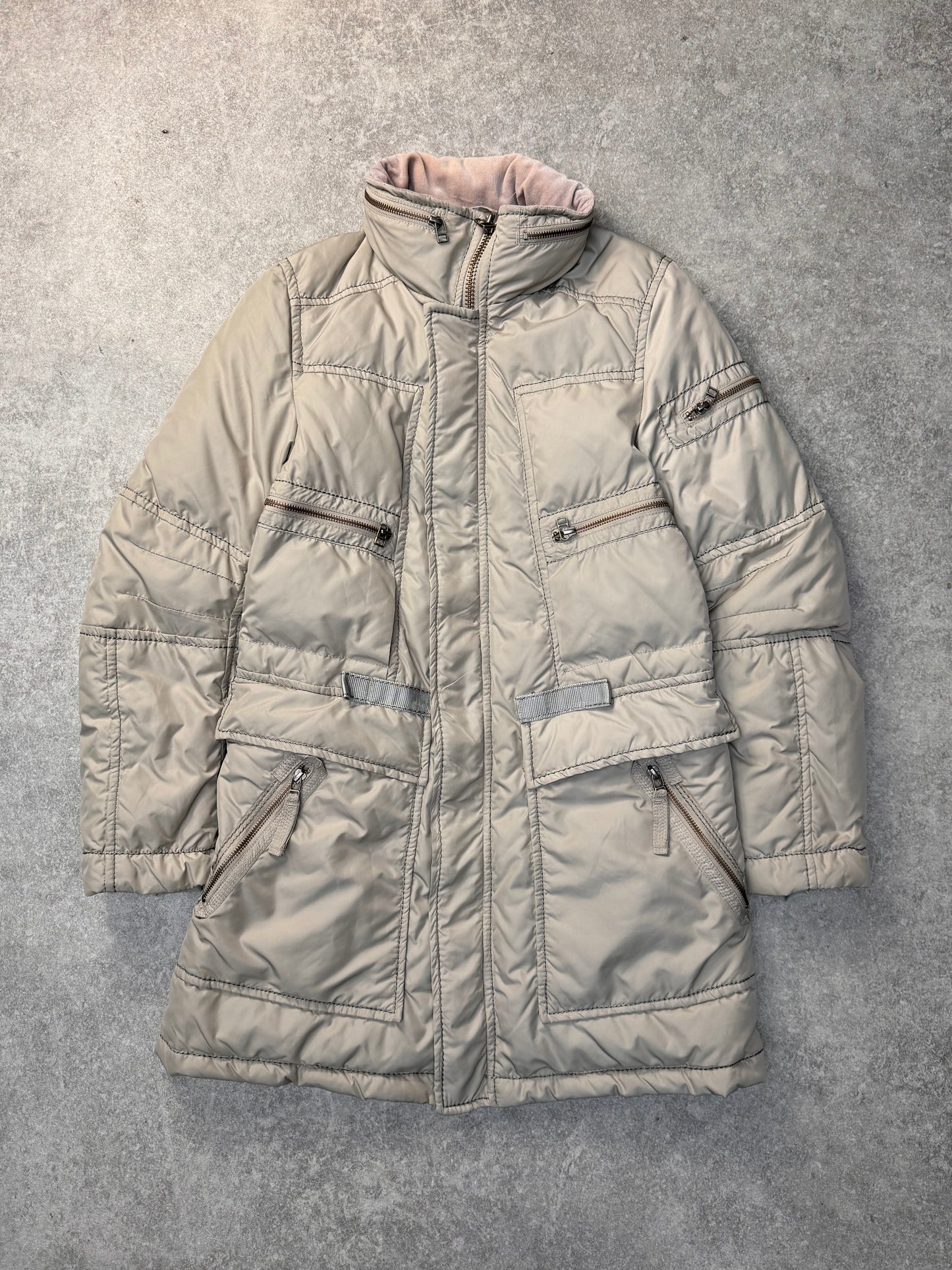 Marithe Francois Girbaud Multi-Pocket Velvet Collar Puffer Jacket