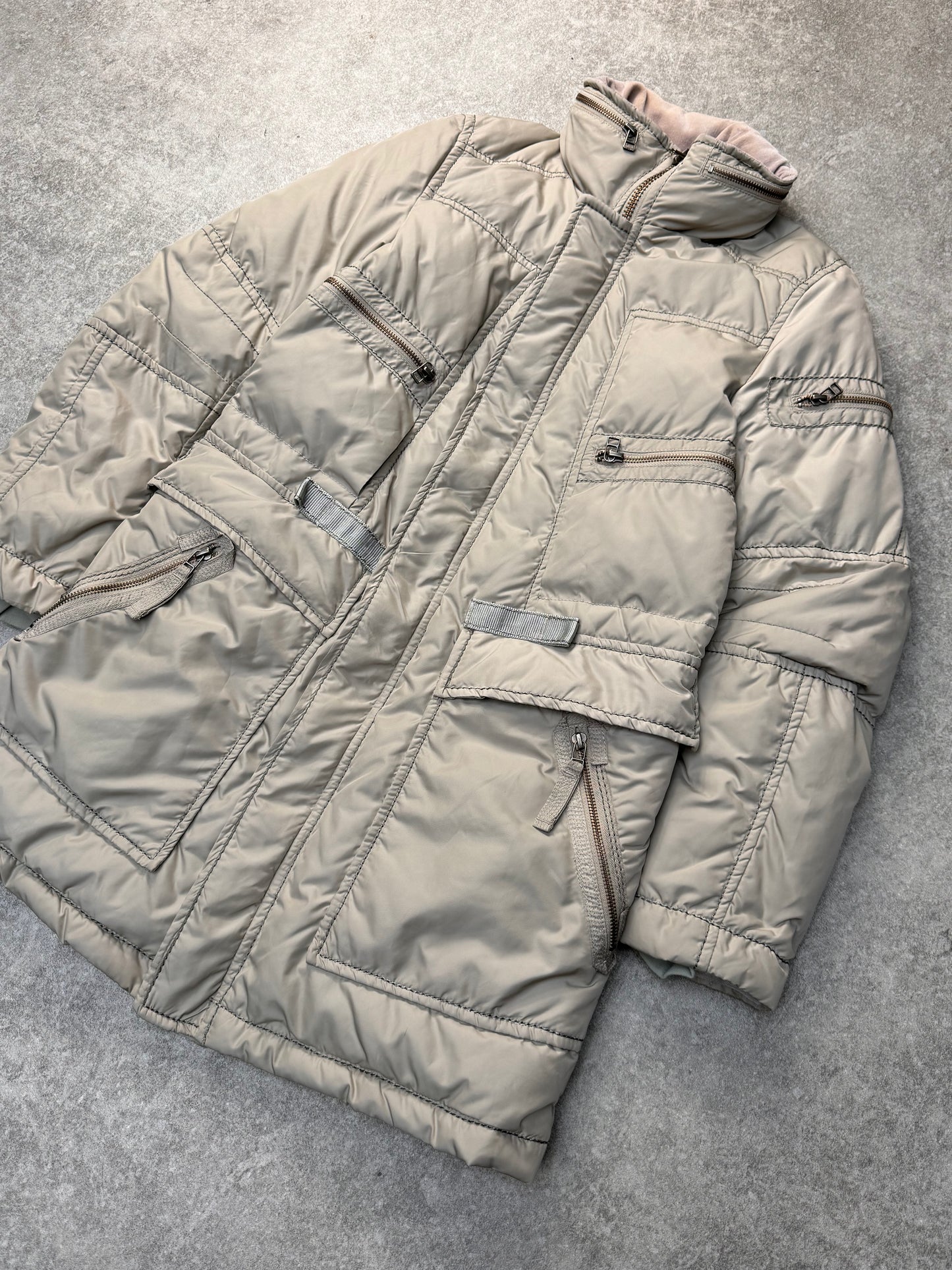 Marithe Francois Girbaud Multi-Pocket Velvet Collar Puffer Jacket