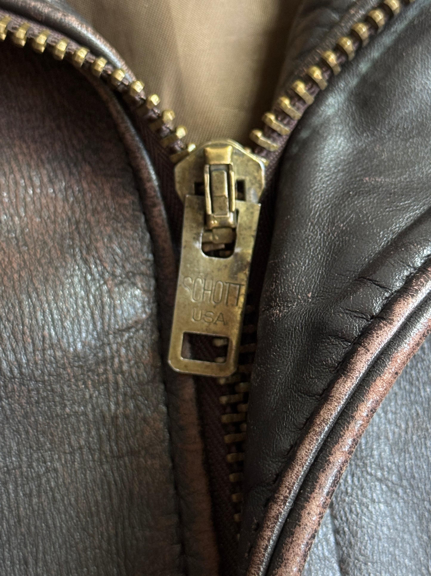 1970's Schott NYC A-2 Dark Brown Boxy Bomber Jacket