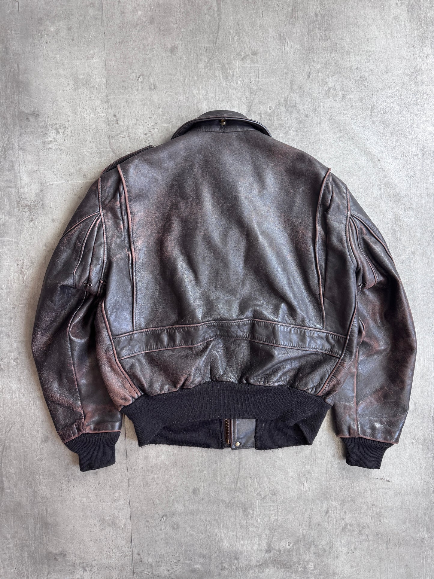 1970's Schott NYC A-2 Dark Brown Boxy Bomber Jacket