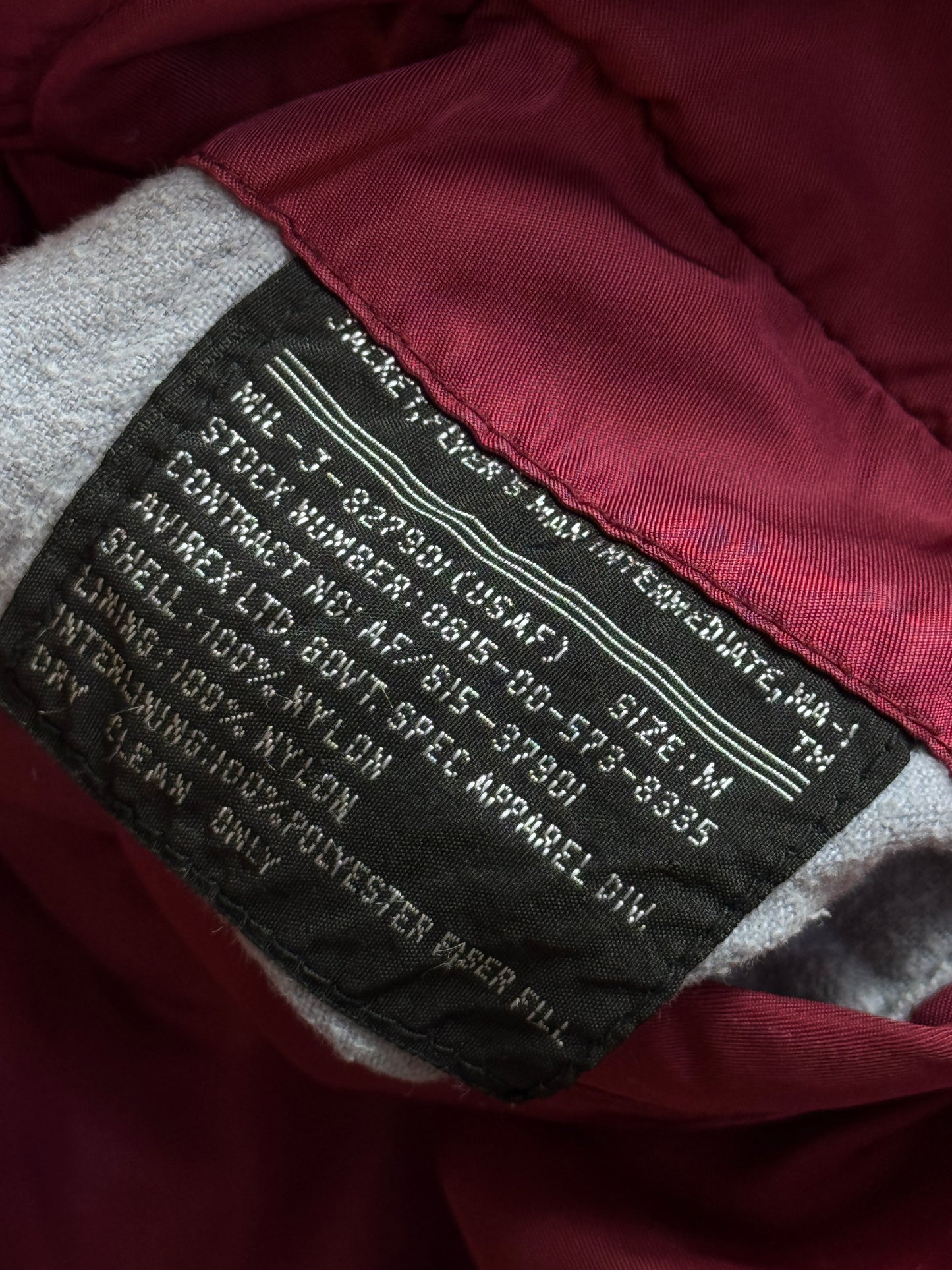 Avirex 90's M-A1 Patch Detail Burgundy Bomber Jacket