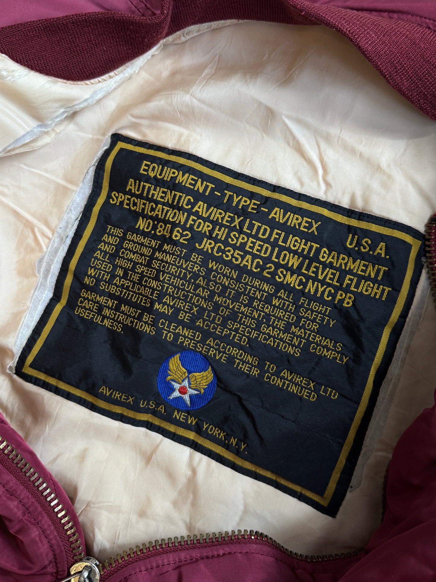 Avirex 90's M-A1 Patch Detail Burgundy Bomber Jacket