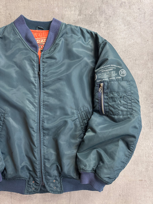 1990's Diesel Nylon Quilted M-A1 Navy Bomber Jacket