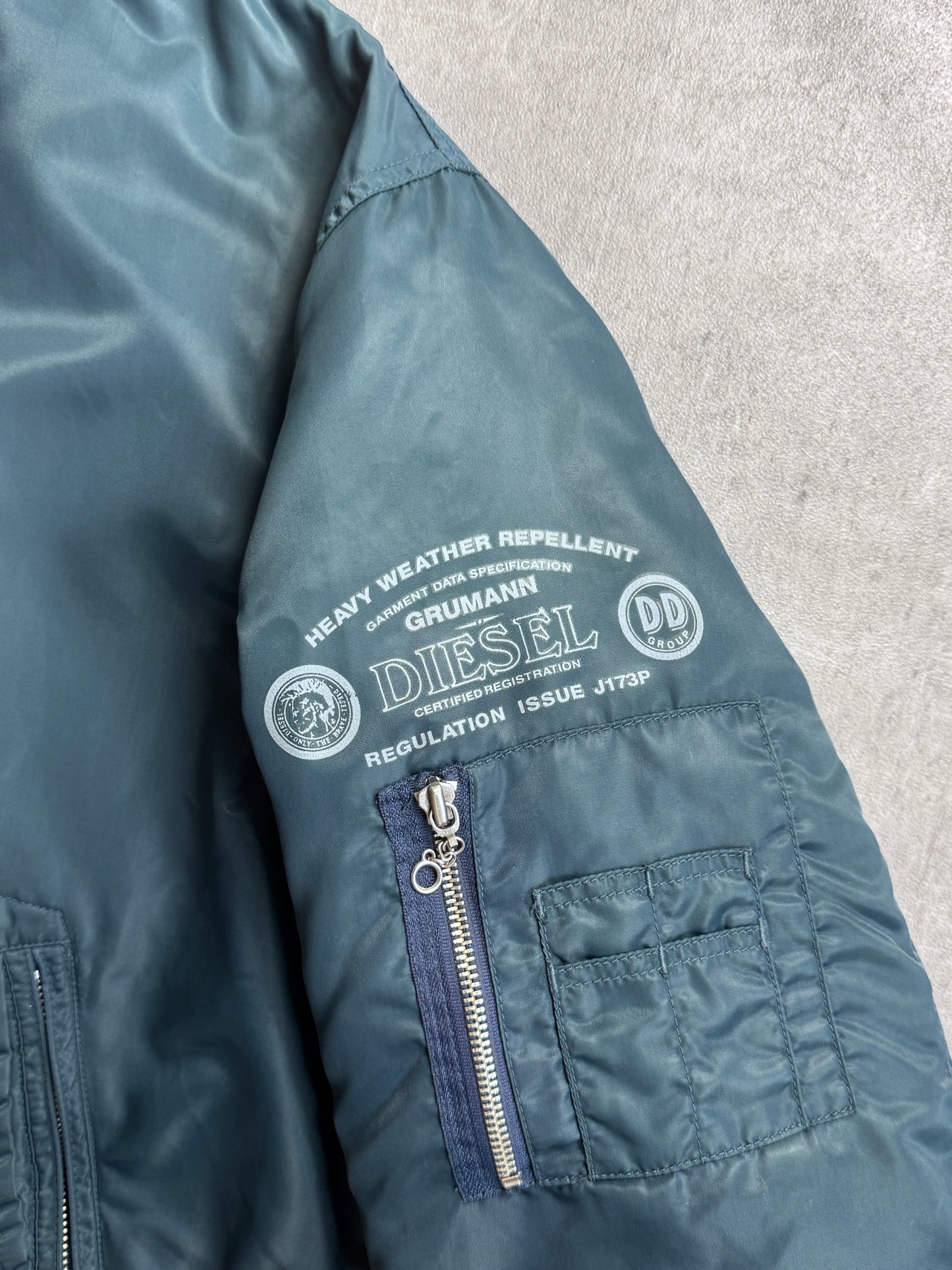 1990's Diesel Nylon Quilted M-A1 Navy Bomber Jacket