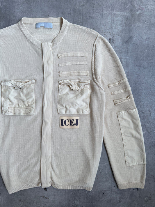 Iceberg Ice-J Beige Utility Knit Cardigan
