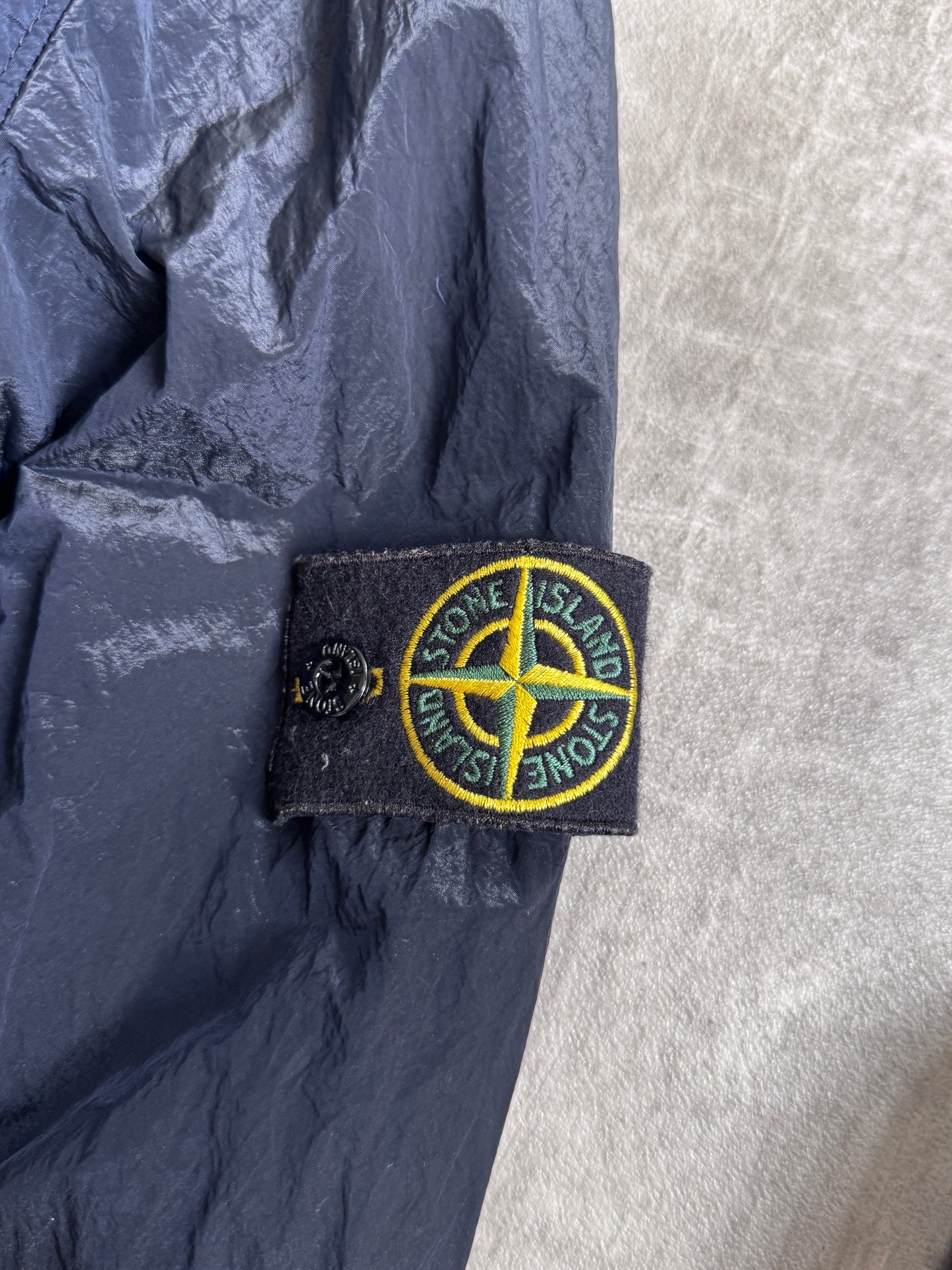 Stone Island S/S 2008 Crinkle Shimmer Nylon Navy Bomber Jacket